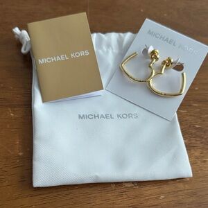 NEW! Michael Kors Gold Heart Hoop Earrings